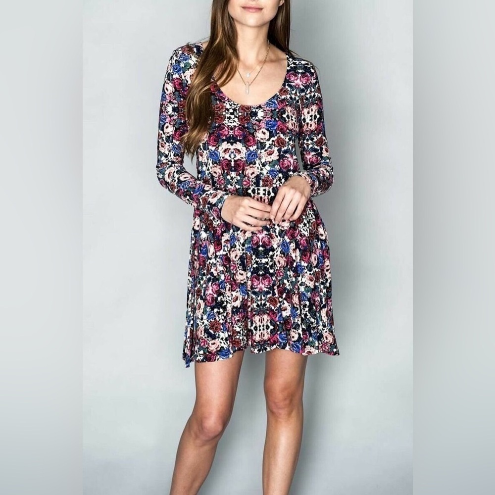 Show Me Your Mumu Stevie Babydoll Dress Long Sleeve Floral Size Small Nwt